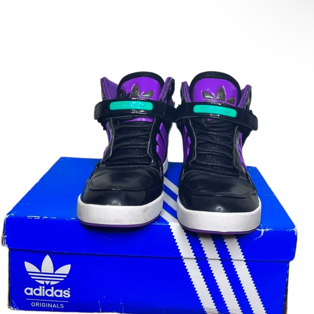 Adidas Originals AR 2.0 Black/Purple High Top Woman’s Sneakers Shoes Sz 9 - Picture 4 of 11